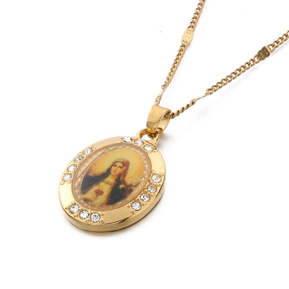 Gold Color Virgin Mary Pendant Necklace,Christian Necklace