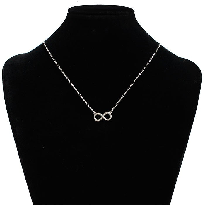 Infinity with Rhinestones Silver Necklace