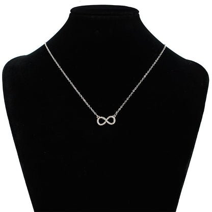 Infinity with Rhinestones Silver Necklace