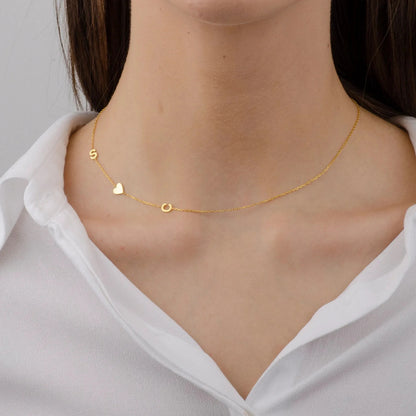 Personalized with Heart Two Initial Gift Necklace