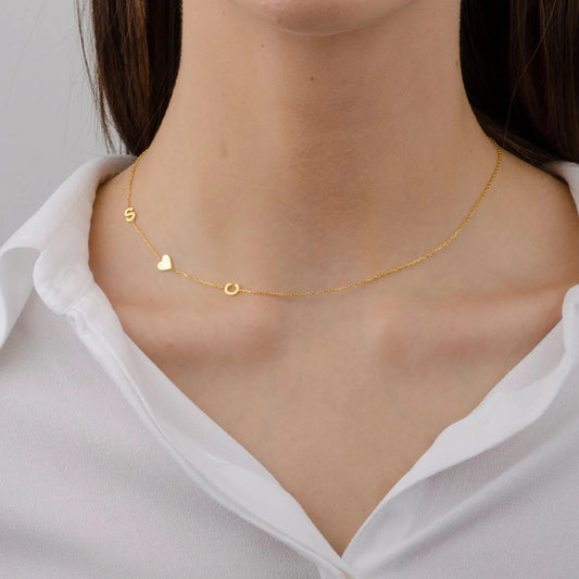 Personalized with Heart Two Initial Gift Necklace
