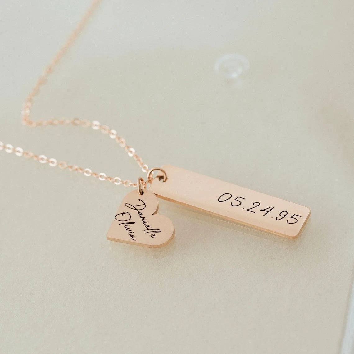Personalized Heart Bar Necklace
