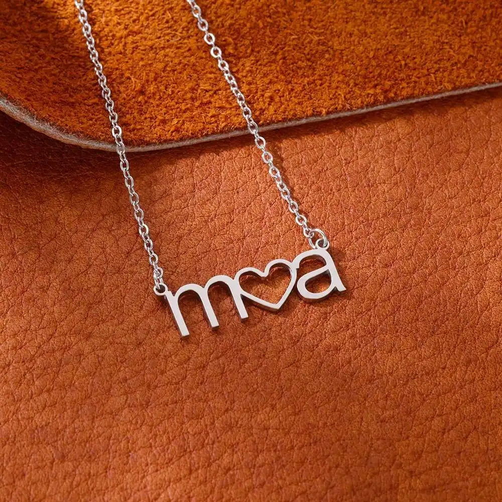 Custom Two Letters Heart Necklace For Women