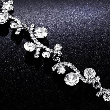Romantic cubic zirconia silver necklace earrings set
