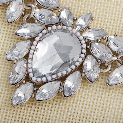 Bohemia Statement Choker Link Chain Crystal Flower Necklace