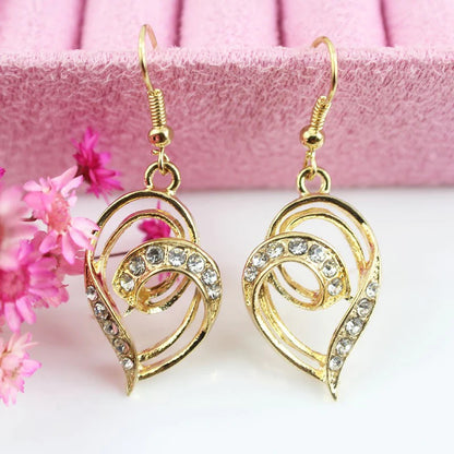 Gold crystal stone heart design women’s jewelry set