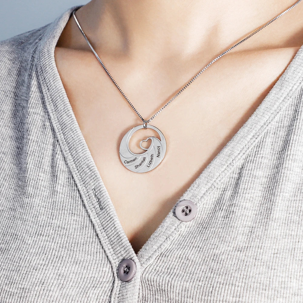 Custom Kid names Wave Necklace