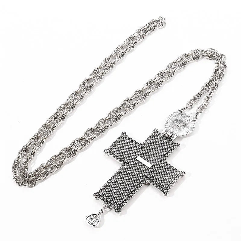 Silver Color Orthodox Cross Necklace,Christian Necklace,Jesus Religious Necklace