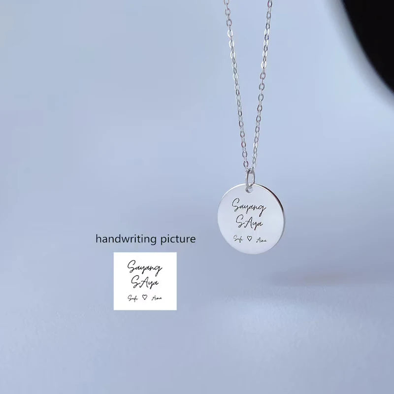 Personalized Handwriting Engraving Pendant Choker Necklace - Denoss