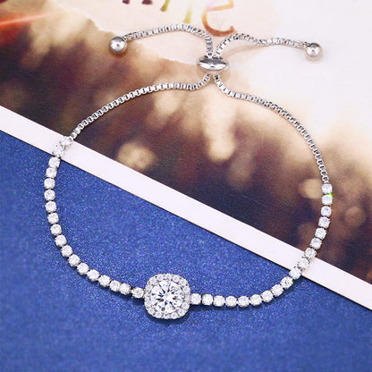Diamond Square Silver Plated Bracelet