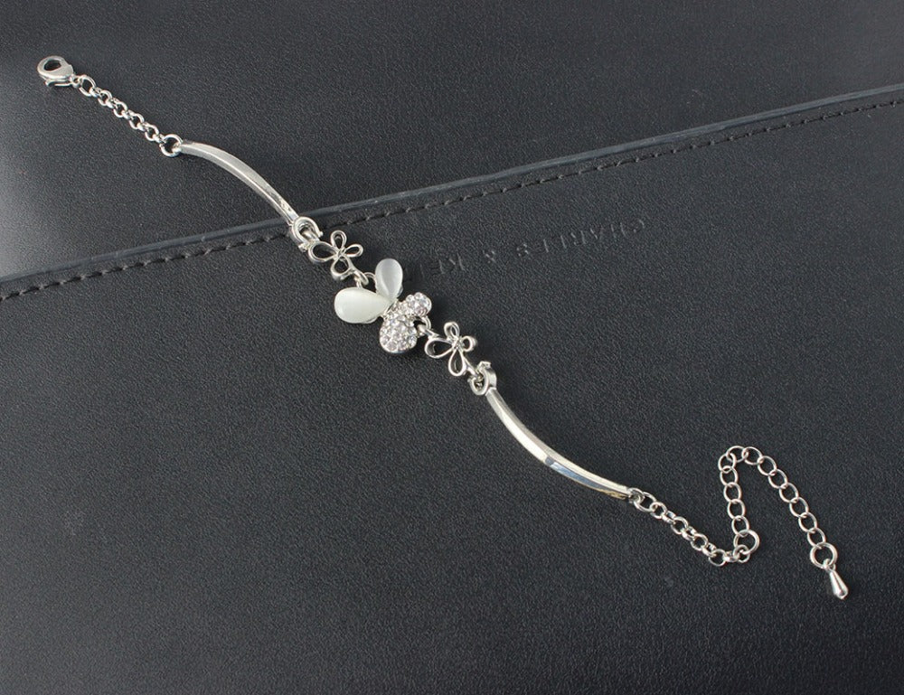 Butterfly Women’s Bracelet with White Gold Zircon Stone