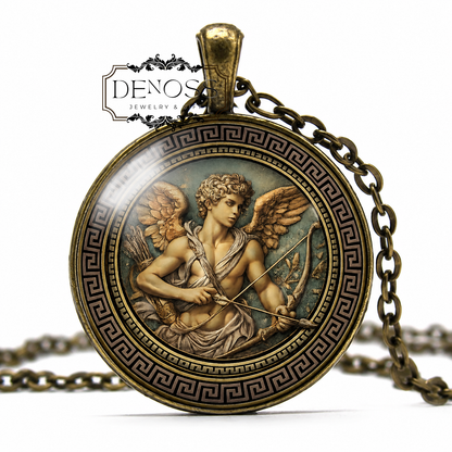 EROS Necklace,God of Love,God of Desire,God of Sex,Greek,Mythology,Art Glass Pendant Necklace,Handmade necklace