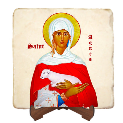 St.Agnes Icon,Women Saint,Marble Icon,Handmade,Prayer gift,Christian Icon