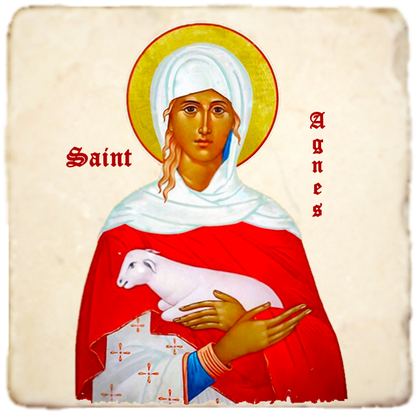 St.Agnes Icon,Women Saint,Marble Icon,Handmade,Prayer gift,Christian Icon