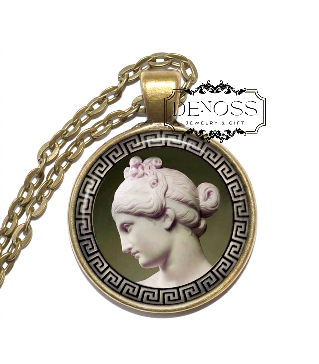 EUNOMIA Necklace,Goddess of Law,Goddess of Legislation,Goddess of Green Pastures,Greek,Mythology,Glass Pendant
