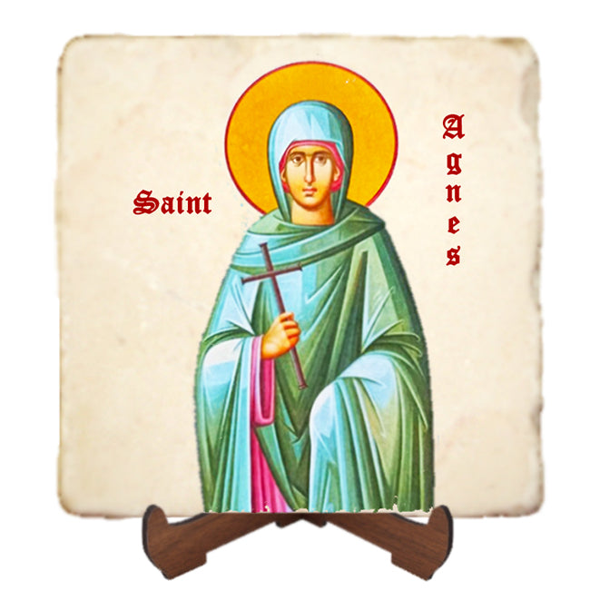 St.Agnes Icon,Women Saint,Marble Icon,Handmade,Prayer gift,Christian Icon,Purity and Chastity