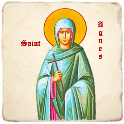 St.Agnes Icon,Women Saint,Marble Icon,Handmade,Prayer gift,Christian Icon,Purity and Chastity