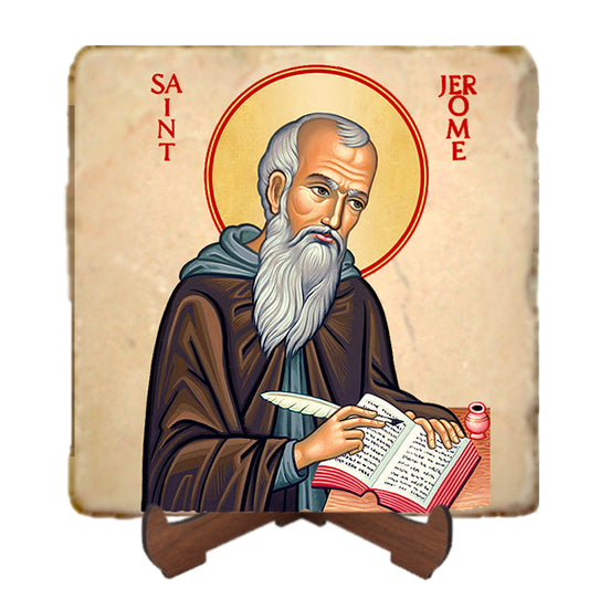 St.Jerome Icon,Men Saints,Marble Icon,Handmade,Prayer gift,Christian Icon
