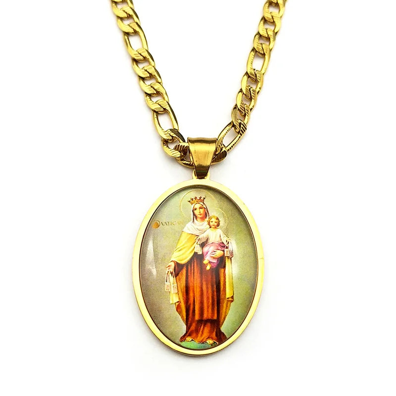 Virgin Mary and Baby Jesus,Christian Necklace,Religious Gift Jewelry