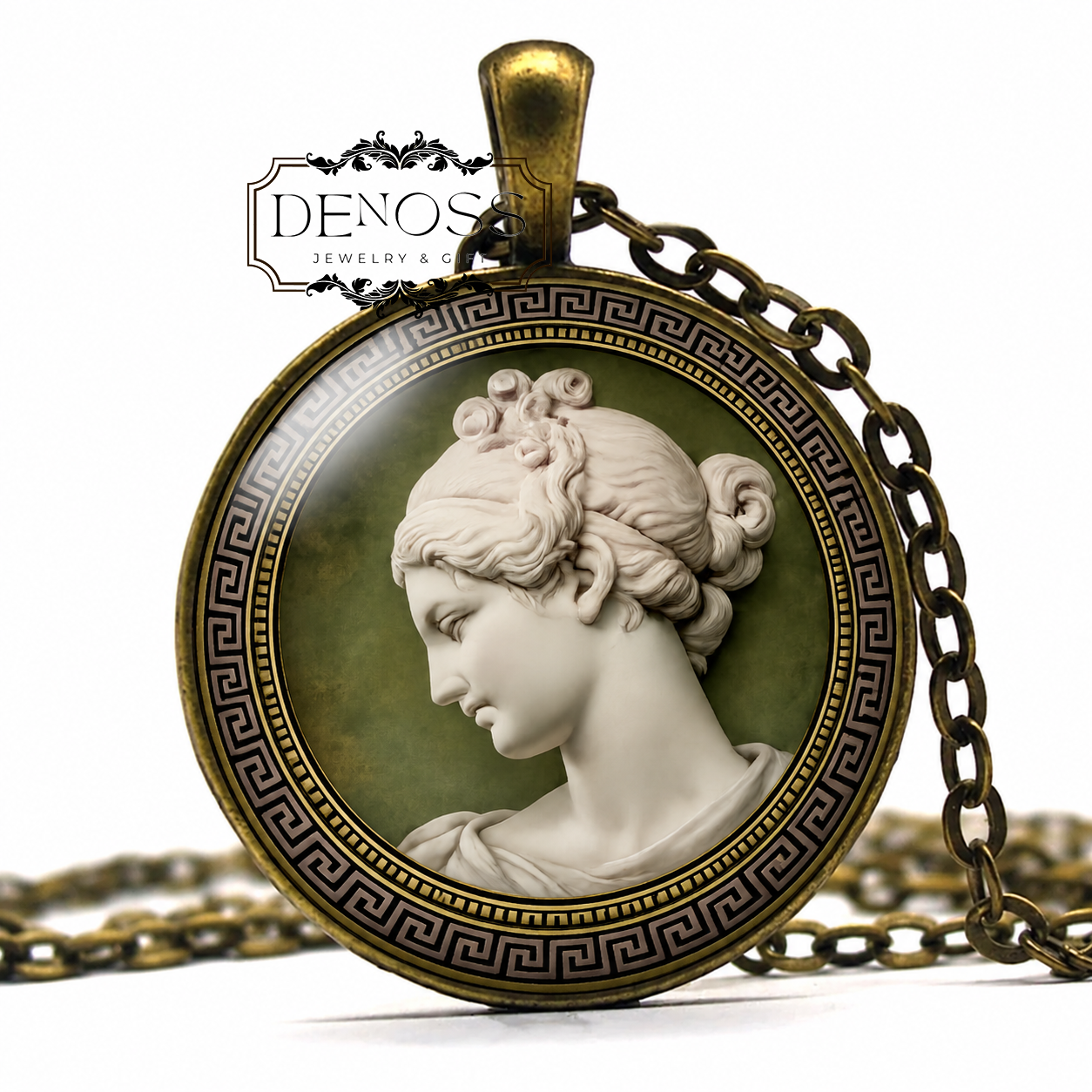 EUNOMIA Necklace,Goddess of Law,Goddess of Legislation,Goddess of Green Pastures,Greek,Mythology,Glass Pendant