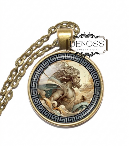 EURUS Necklace,God of the East Wind,Anemoi Wind God,Greek,Mythology,Glass pendant