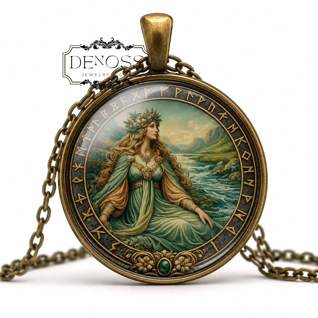 SAGA Necklace,Norse,Goddess of Storytelling,Goddess of History,Goddess of Knowledge,Scandinavian,Vikings,Glass Pendant