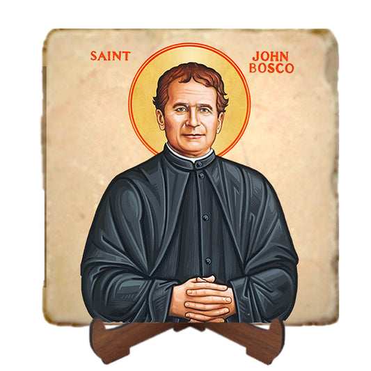 St.John Bosco Icon,Men Saints,Marble Icon,Handmade,Prayer gift,Christian Icon