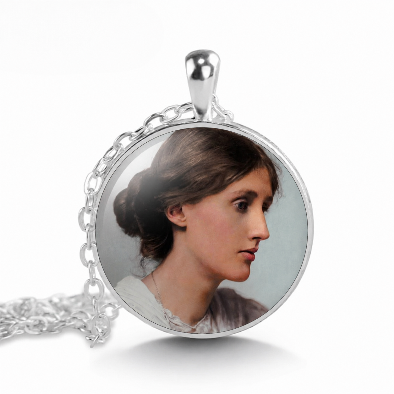 VIRGINIA WOOLF Necklace,Author,Writer, Feminist,Modernist,English,Art Pendant Necklace, Glass Pendant Necklace,Handmade Jewelry