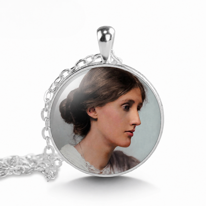 VIRGINIA WOOLF Necklace,Author,Writer, Feminist,Modernist,English,Art Pendant Necklace, Glass Pendant Necklace,Handmade Jewelry