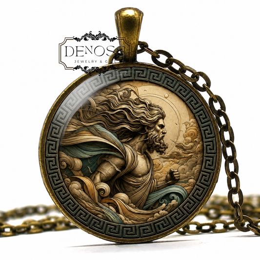 EURUS Necklace,God of the East Wind,Anemoi,Wind God,Greek Mythology,Glass pendant - Denoss