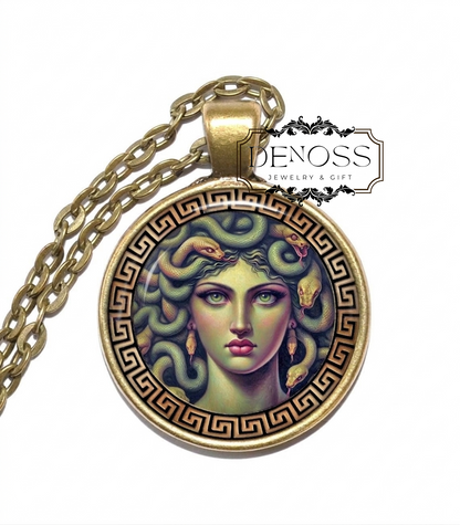 EURYALE Necklace,Gorgons,Venomous Snakes,Immortal,Gorgon sisters,Medusa,Stheno,Greek,Mythology,Art Pendant Necklace,Glass pendant