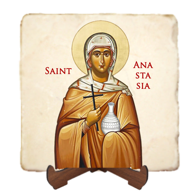 St.Anastasia of Sirmium Icon,Women Saint,Marble Icon,Handmade,Prayer gift,Christian Icon