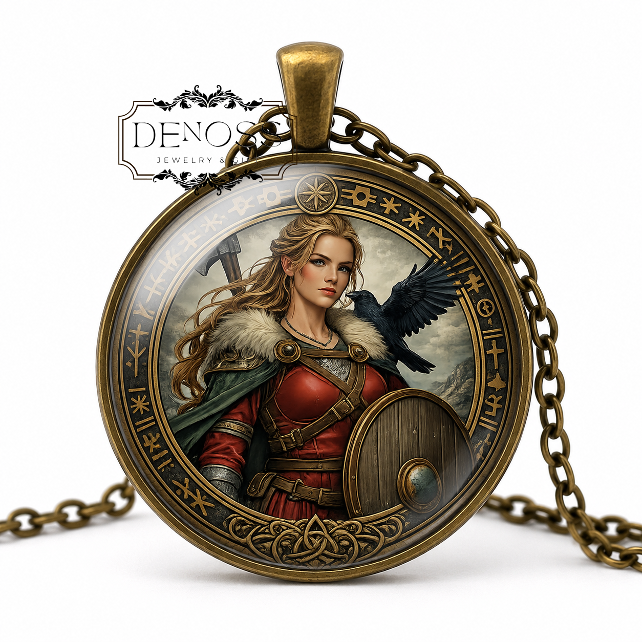SIGRUN Necklace,Valkyrie of Victory & Grace,Protector of Brave Souls,Shieldmaiden of Triumph