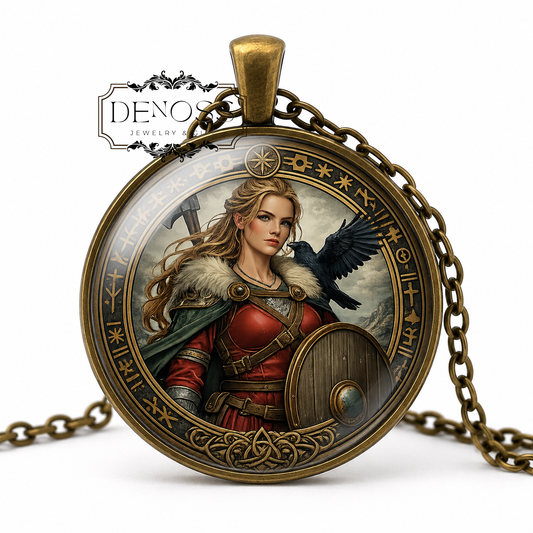 SIGRUN Necklace,Valkyrie of Victory & Grace,Protector of Brave Souls,Shieldmaiden of Triumph - Denoss