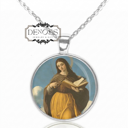 Saint Agatha Religious Pendant Necklace