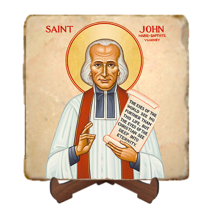 St.John Vianney Icon,Men Saints,Marble Icon,Handmade,Prayer gift,Christian Icon
