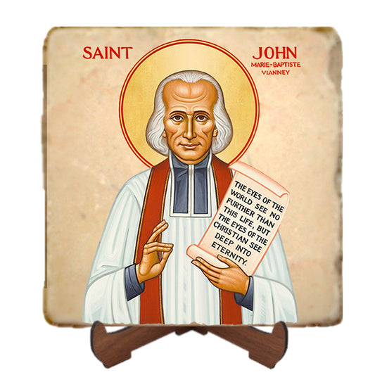 St.John Vianney Icon,Men Saints,Marble Icon,Handmade,Prayer gift,Christian Icon