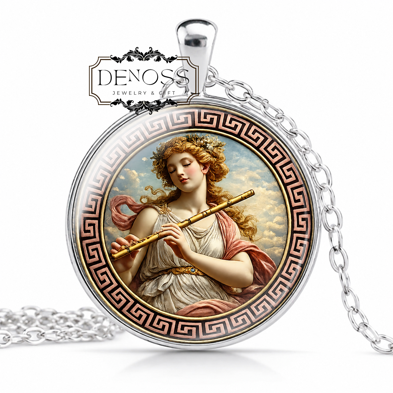 EUTERPE Necklace,Goddess of Lyric Poetry,Muse,Inspirational Goddess,Giver of Delight,Mythology,Greek,Glass Pendant