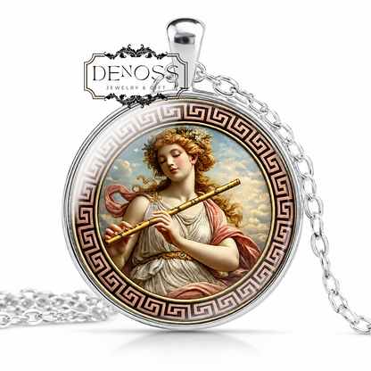EUTERPE Necklace,Goddess of Lyric Poetry,Muse,Inspirational Goddess,Giver of Delight,Mythology,Greek,Glass Pendant