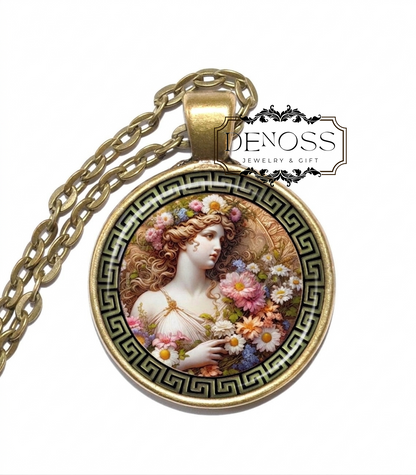 FLORA Necklace,Goddess of Youth,Goddess of Flowers,Goddess of the Season of Spring,Goddess of Fertility,Roman,Mythology
