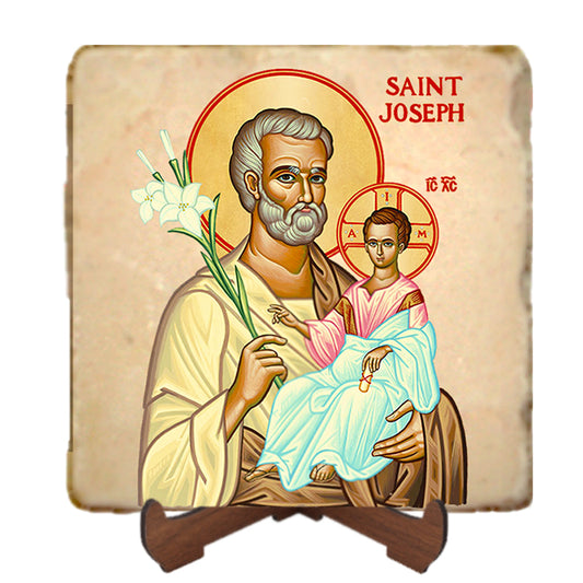 St.Joseph Icon,Men Saints,Marble Icon,Handmade,Prayer gift,Christian Icon