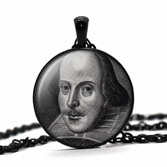 WILLIAM SHAKESPEARE Necklace,English, Playwright,Poet,Actor England's National Poet, Bard of Avon,The Bard,Glass Pendant Necklace - Denoss