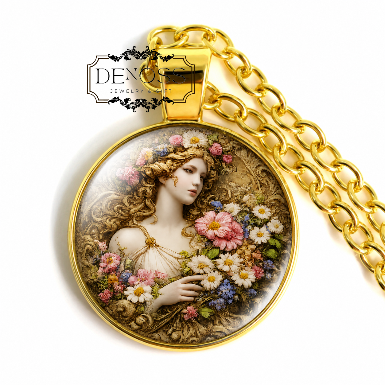 FLORA Necklace,Goddess of Youth,Goddess of Flowers,Goddess of the Season of Spring,Goddess of Fertility,Roman,Mythology