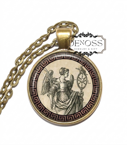 FORTUNA Necklace,Goddess of Fortune,Goddess of Luck,Goddess of Chance,Goddess,Roman,Mythology,Glass Pendant