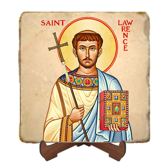 St.Lawrence Icon,Men Saints,Marble Icon,Handmade,Prayer gift,Christian Icon