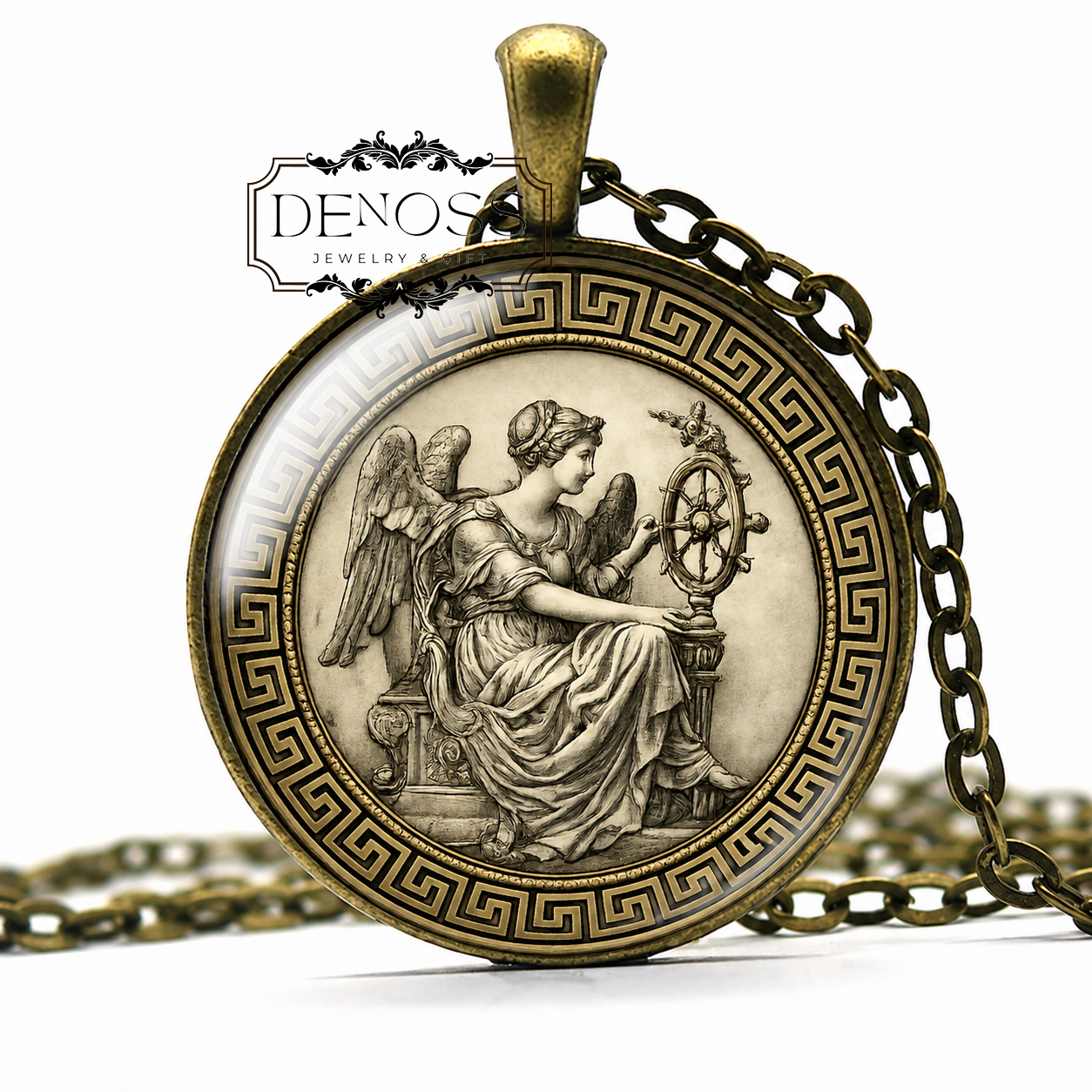 FORTUNA Necklace,Goddess of Fortune,Goddess of Luck,Goddess of Chance,Goddess,Roman,Mythology,Glass Pendant