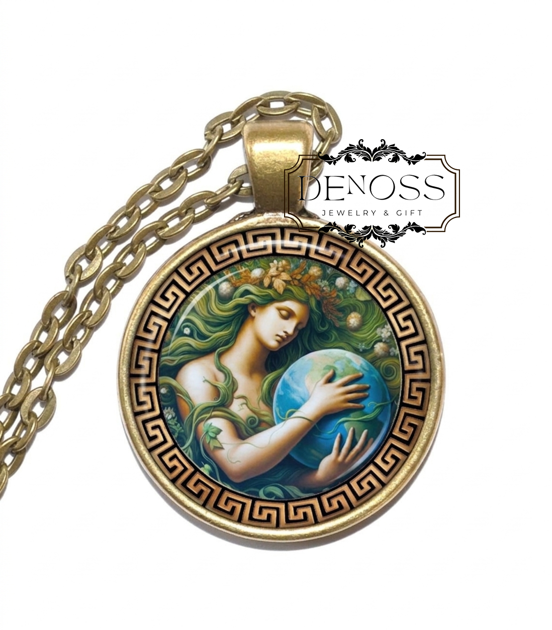 GAIA Necklace,Ancestral Mother,Goddess of the Earth,Mother Earth,Primordial Deity,Greek,Mythology,Glass Pendant