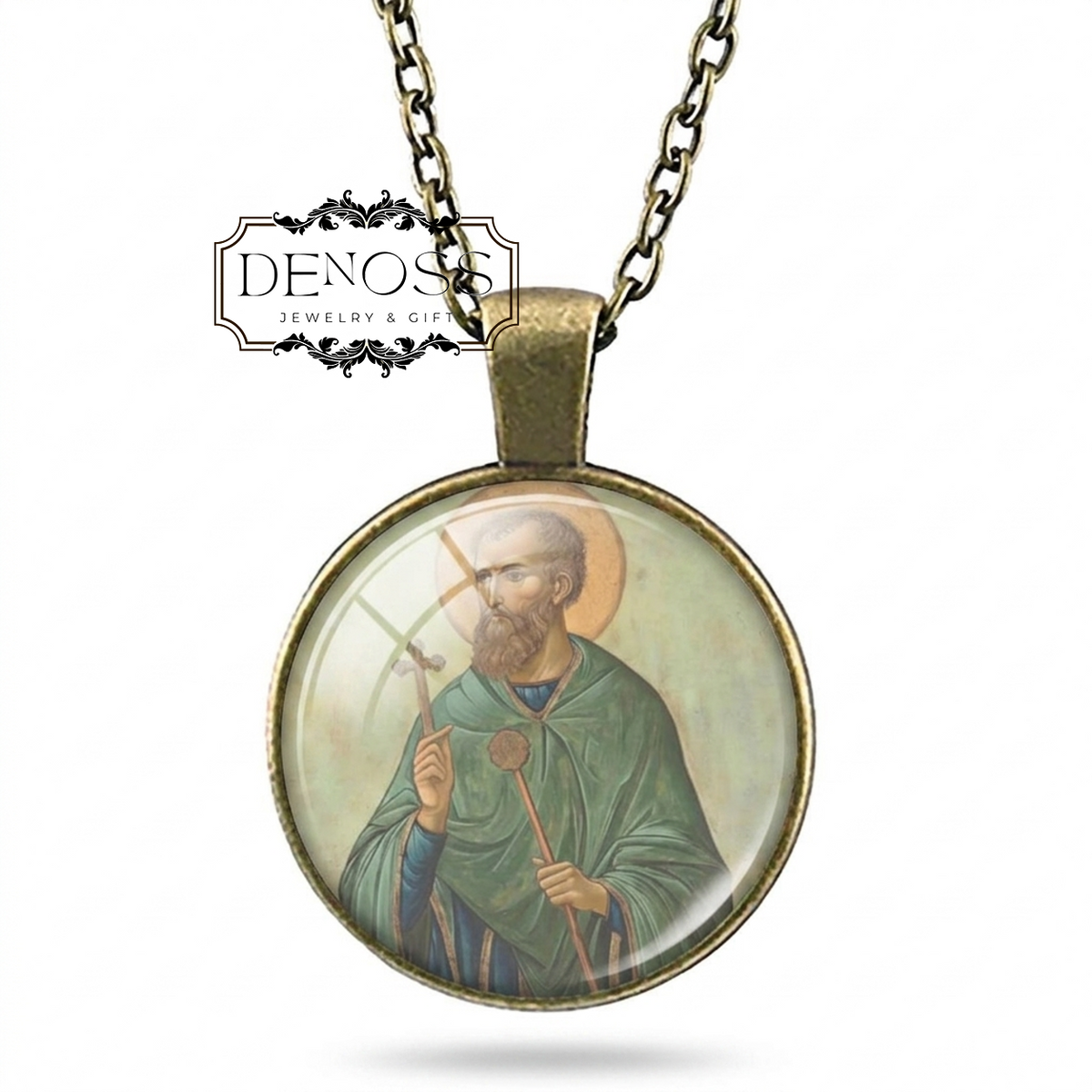 Saint Aidan Necklace Medal Pendant,Christian Religious Jewelry
