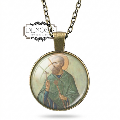 Saint Aidan Necklace Medal Pendant,Christian Religious Jewelry