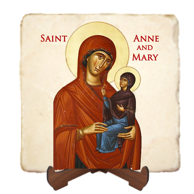 St.Anne and Mary Icon,Women Saint,Marble Icon,Handmade,Prayer gift,Christian Icon